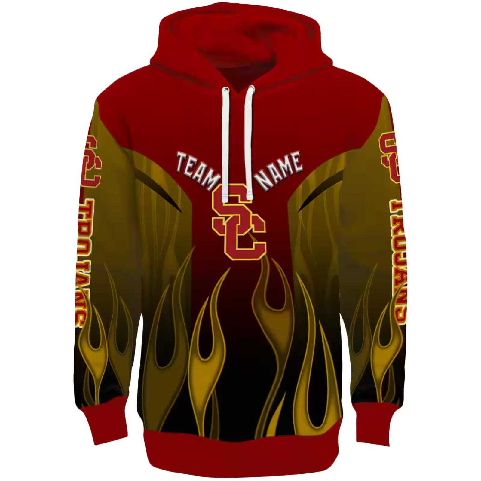 Customized USC Trojans Flame Design Red Hoodie