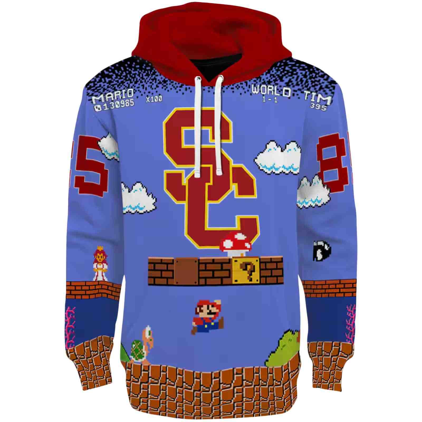 Customized USC Trojans Mario Blue Black Hoodie