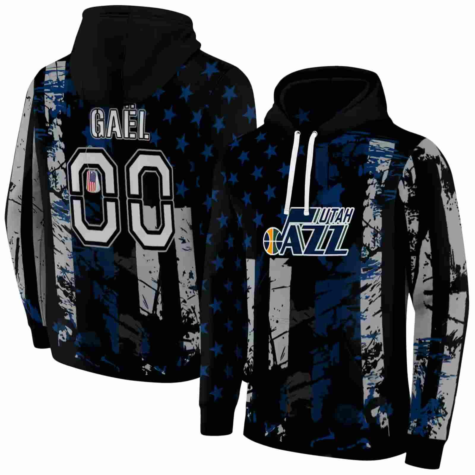 customized utah jazz distressed flag navy black hoodie fashion forward