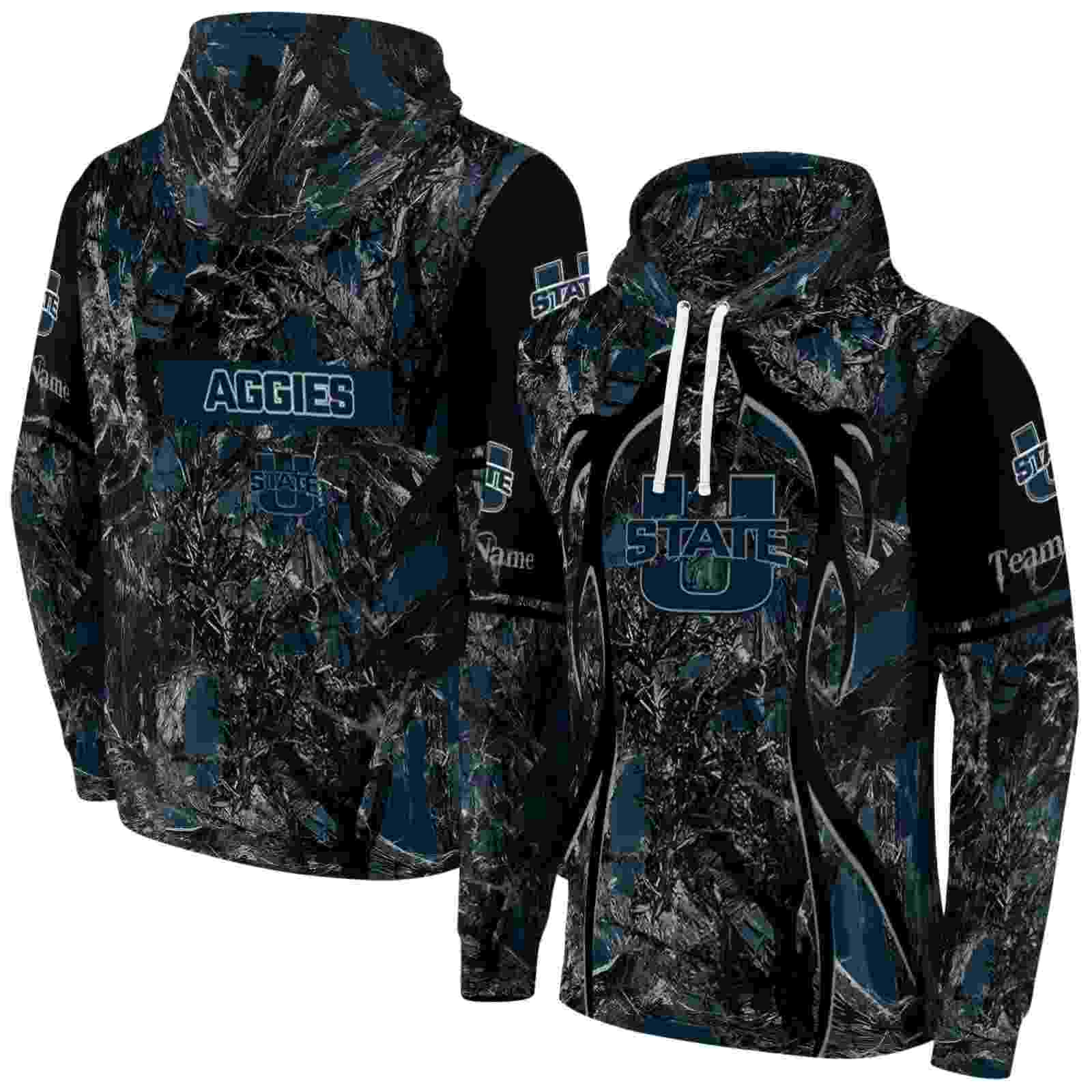 customized utah state aggies hunting theme navy black hoodie fashion forward