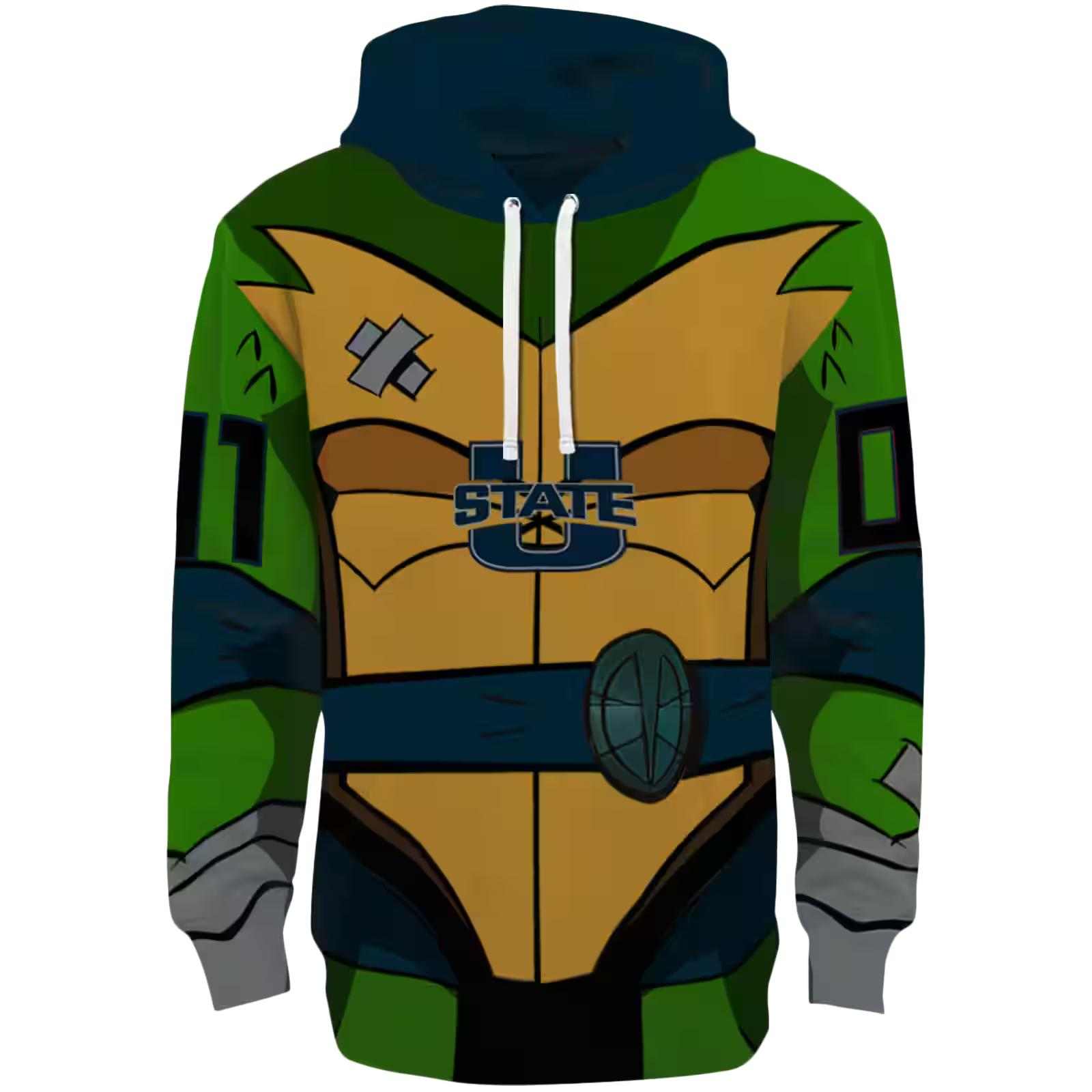 Customized Utah State Aggies Superhero Armor Navy Green Hoodie