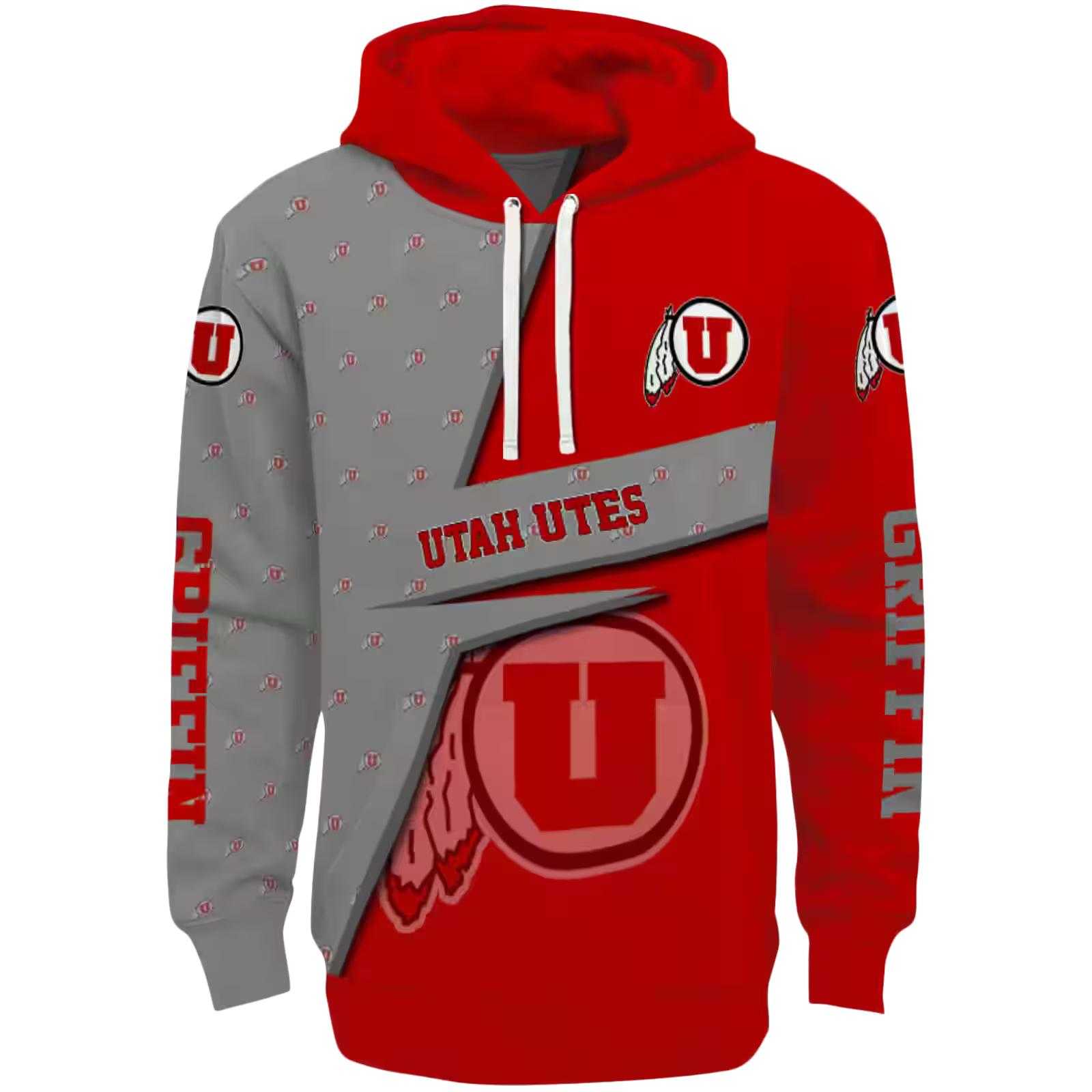 Customized Utah Utes Abstract Shape Red Hoodie