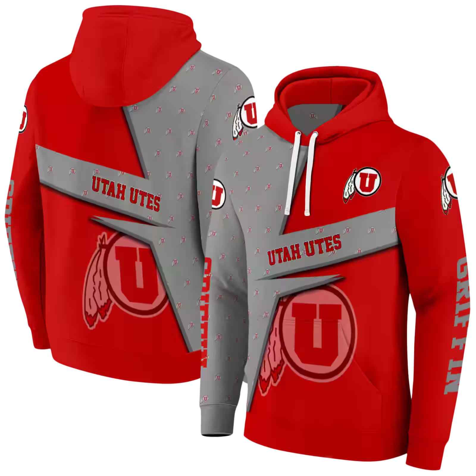 customized utah utes abstract shape red hoodie fashion forward