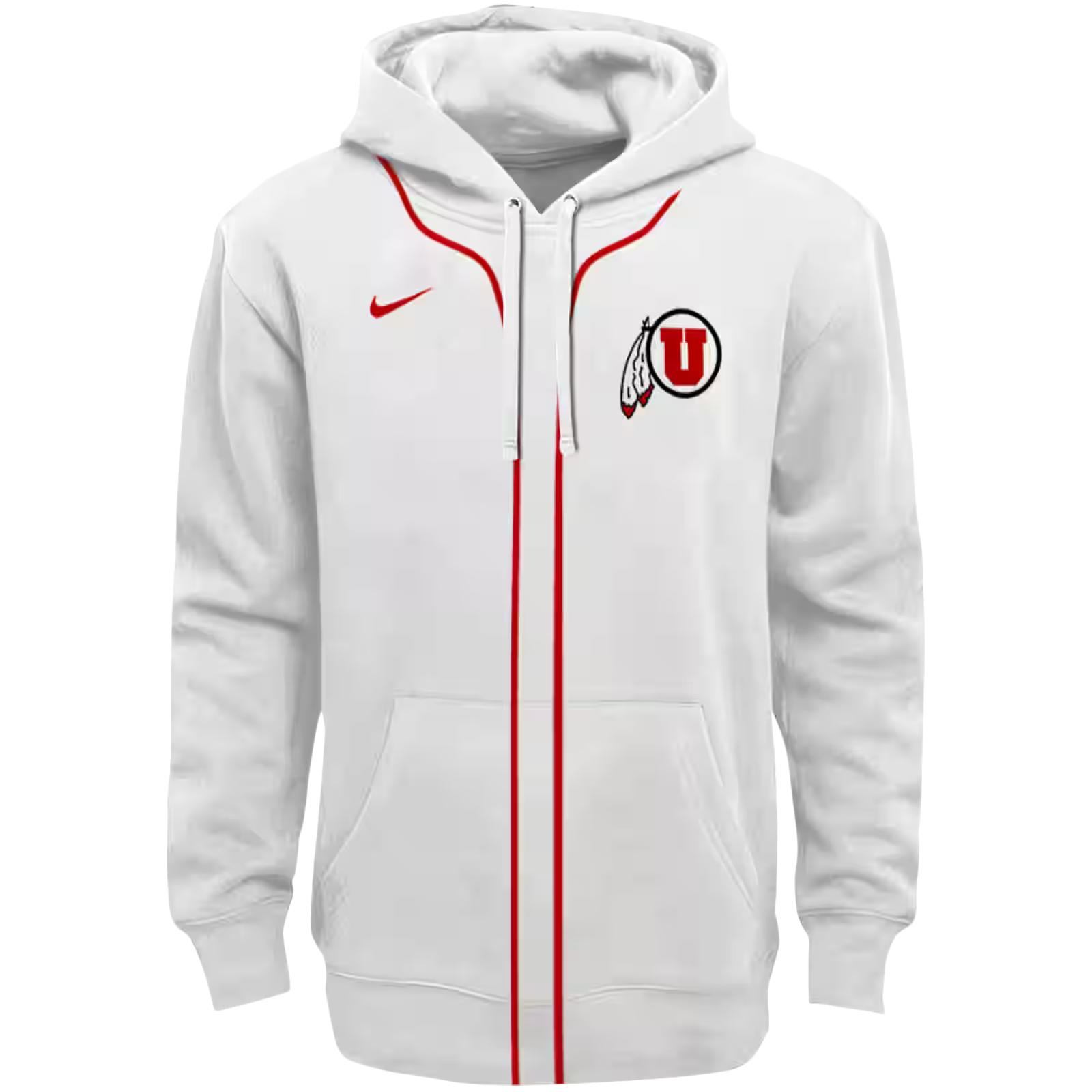 Customized Utah Utes Sporty Stripe White Hoodie