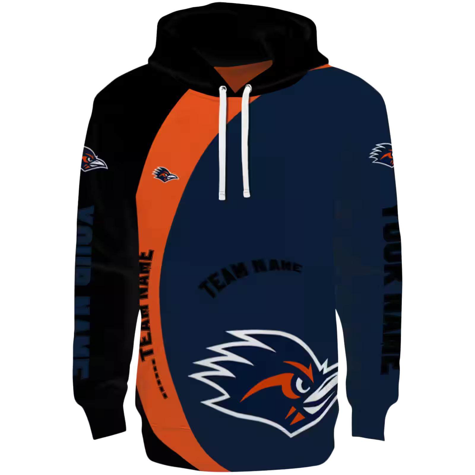 Customized UTSA Roadrunners Minimalist Design Orange Black Hoodie