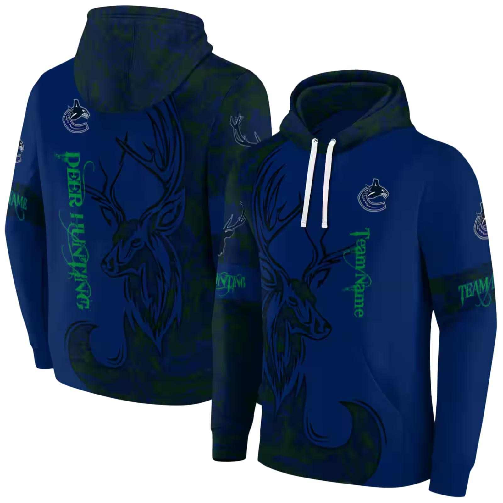 customized vancouver canucks deer silhouette blue hoodie fashion forward