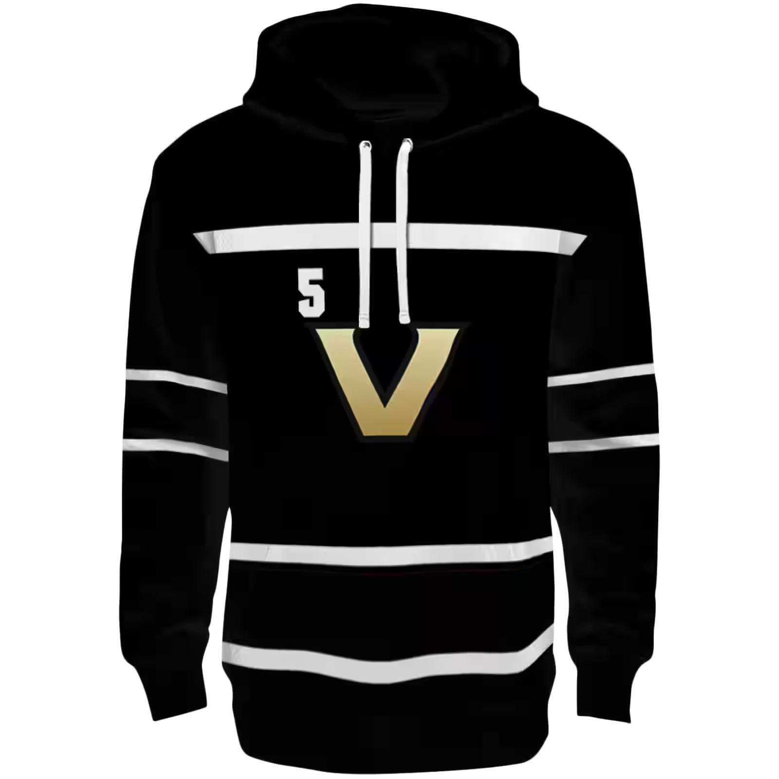 Customized Vanderbilt Commodores Striped Pattern Black Hoodie