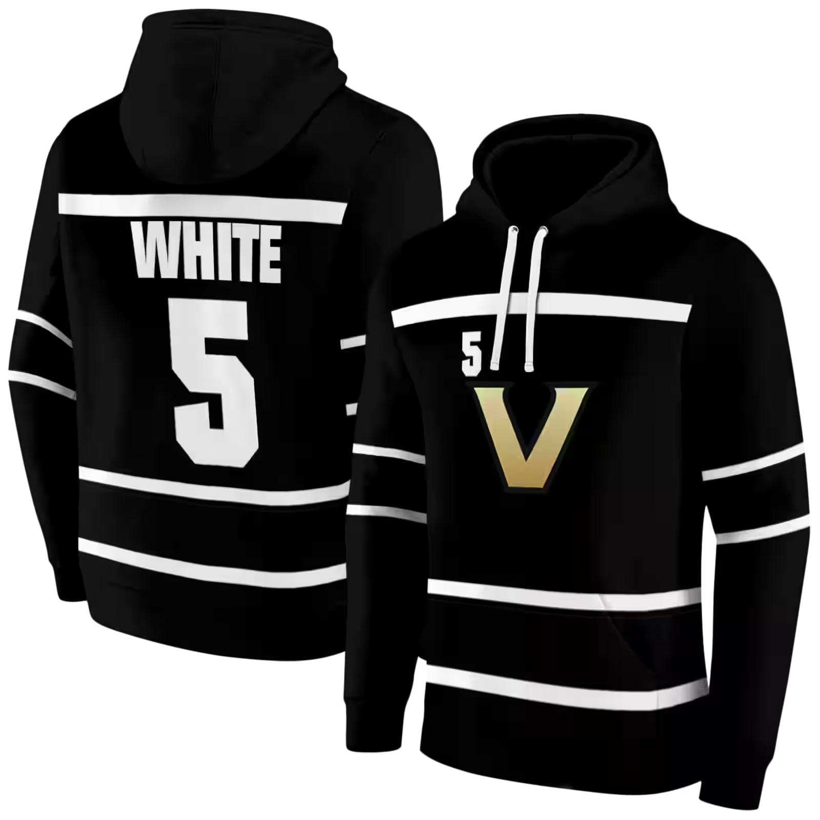 customized vanderbilt commodores striped pattern black hoodie fashion forward