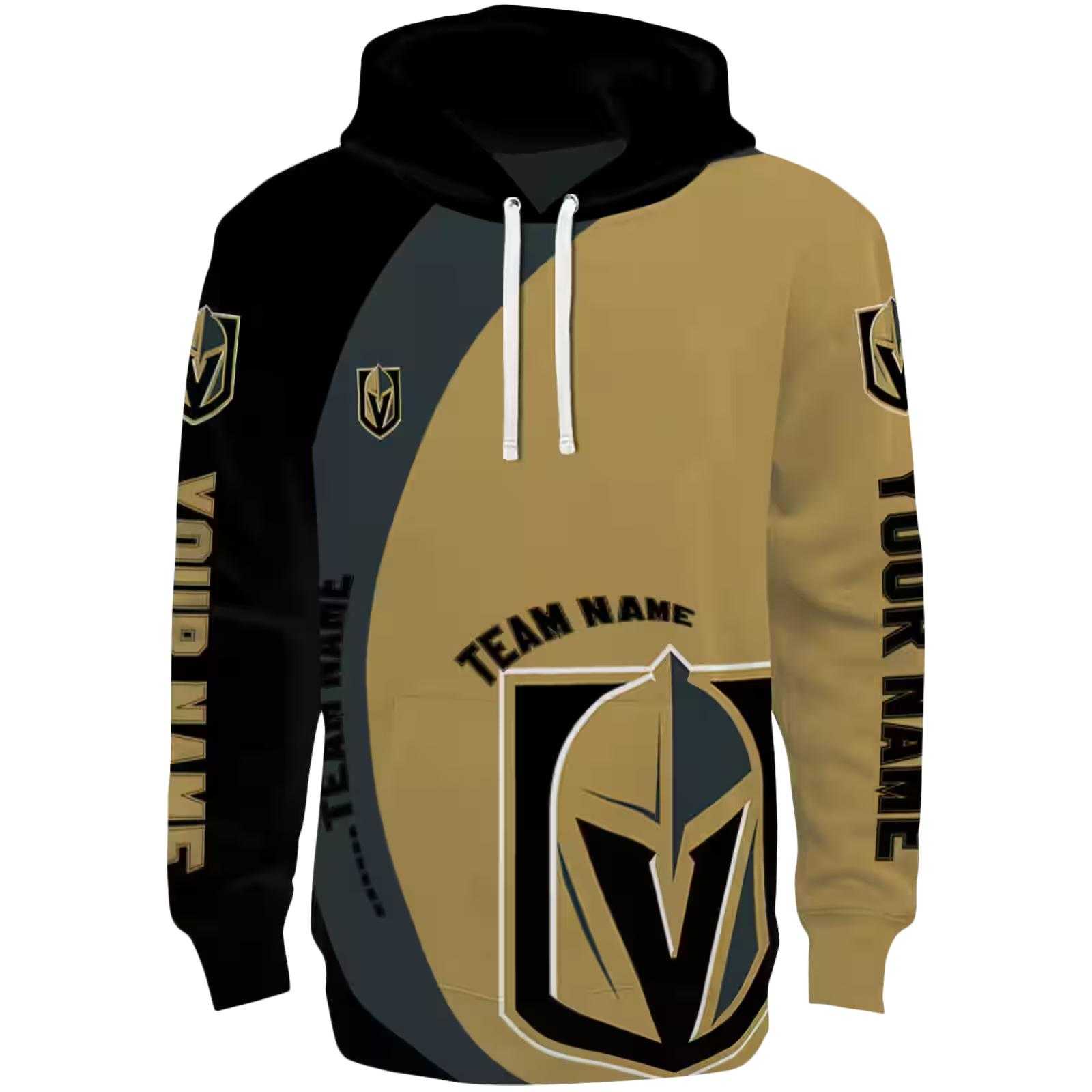 Customized Vegas Golden Knights Minimalist Design Tan Black Hoodie