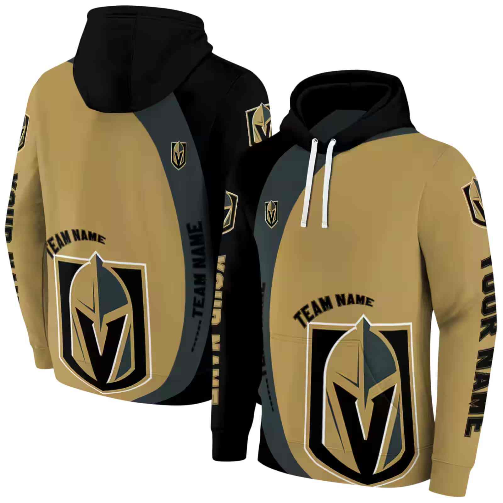 customized vegas golden knights minimalist design tan black hoodie fashion forward