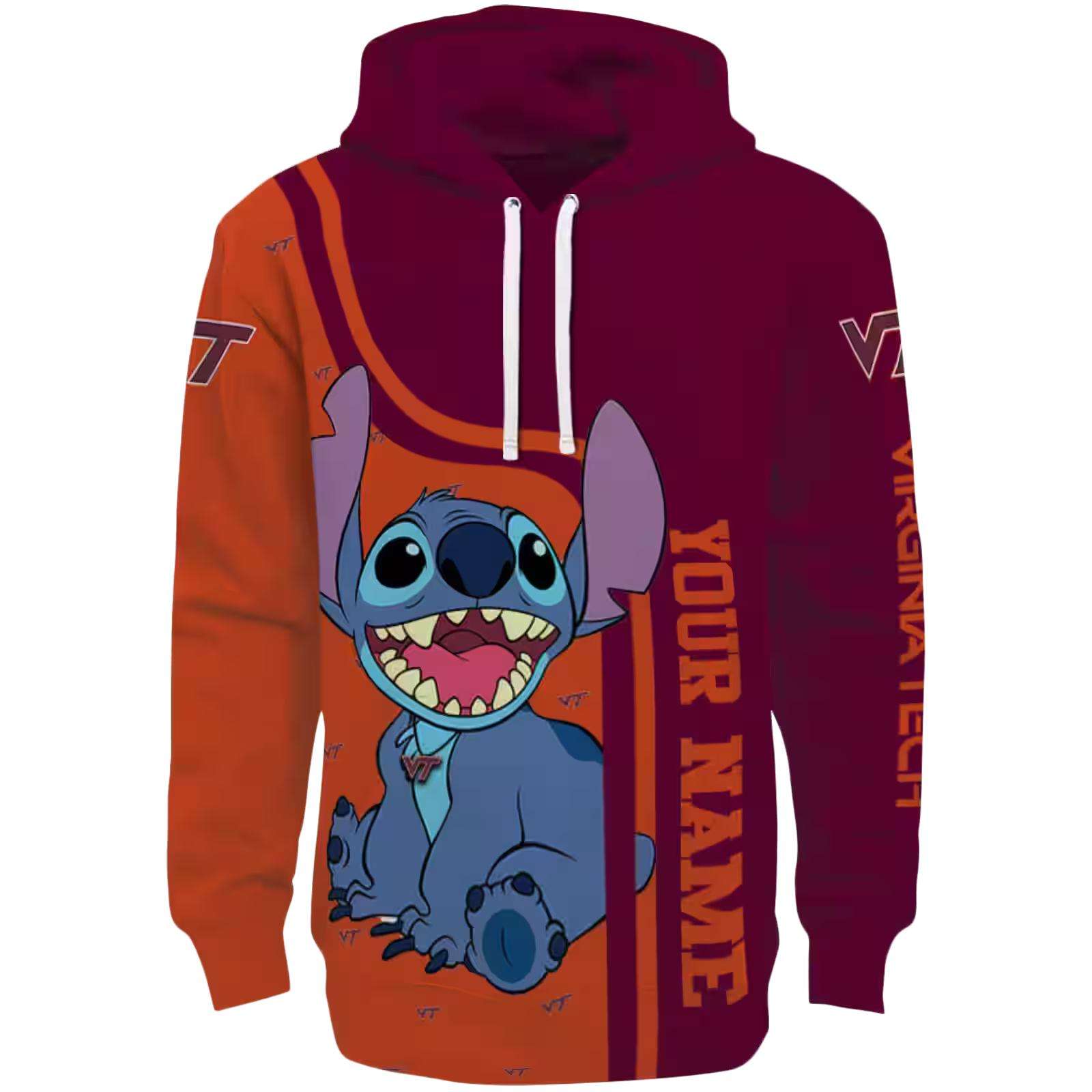 Customized Virginia Tech Hokies Stitch Maroon Hoodie