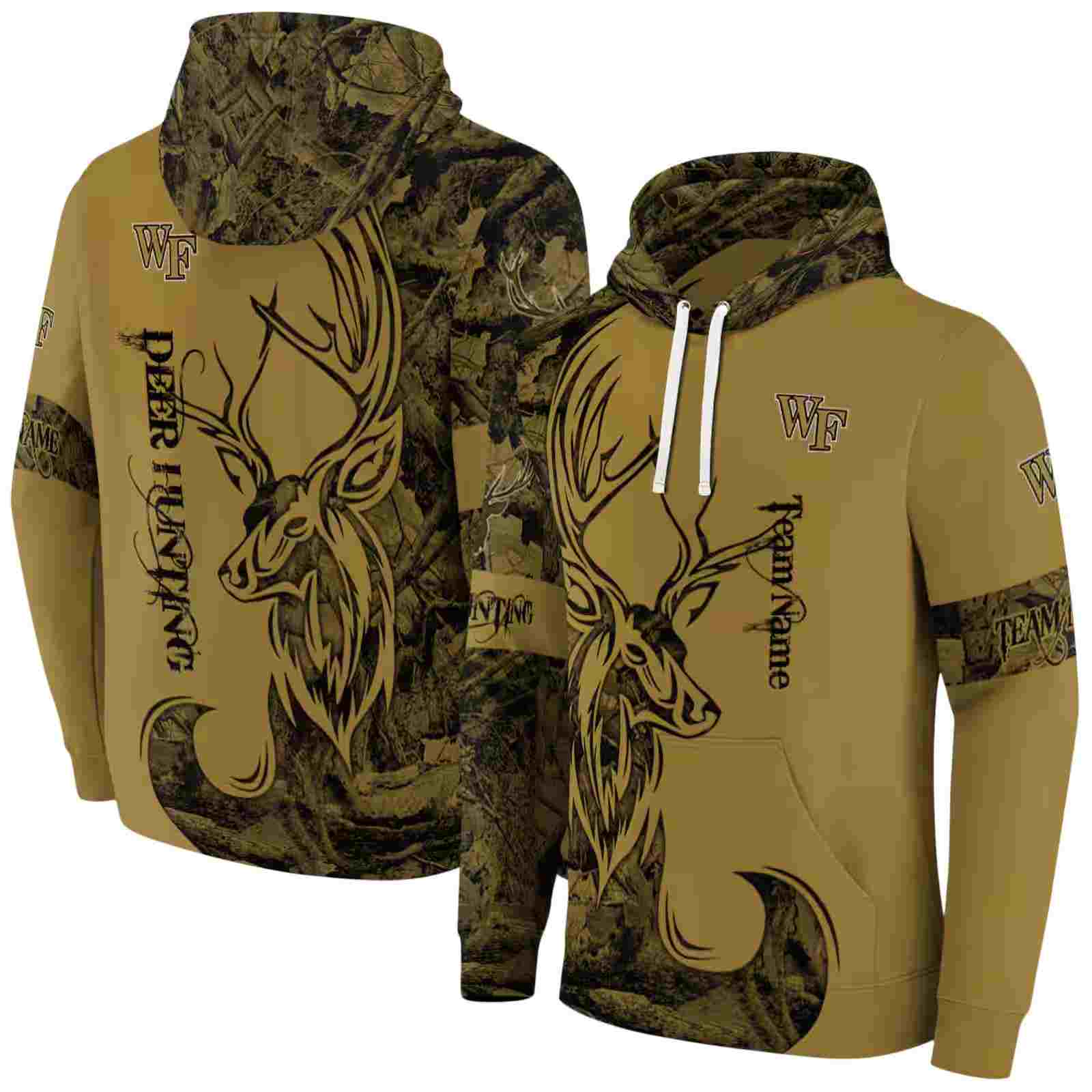 customized wake forest demon deacons deer silhouette gold hoodie fashion forward