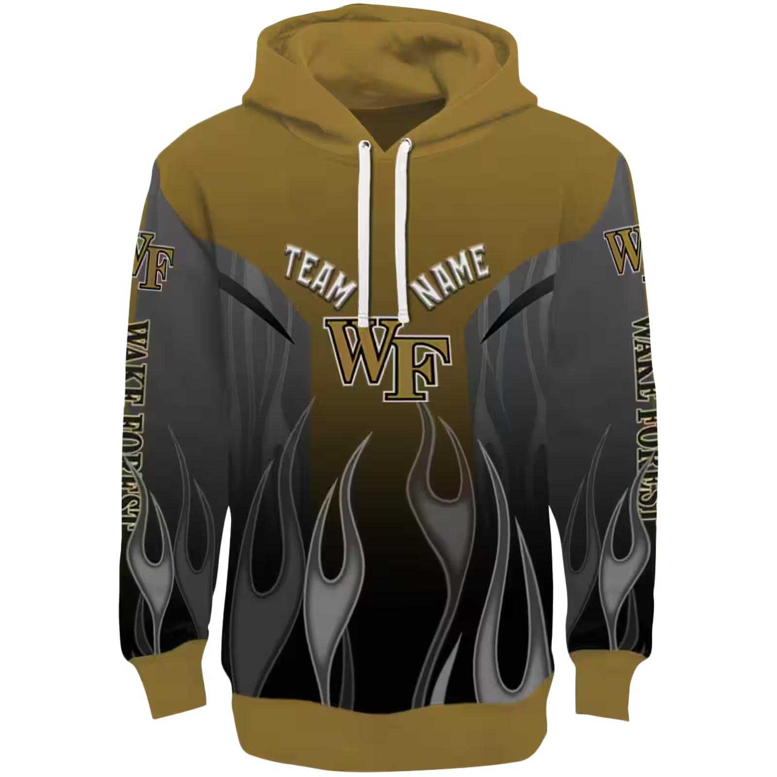 Customized Wake Forest Demon Deacons Flame Design Gold Hoodie