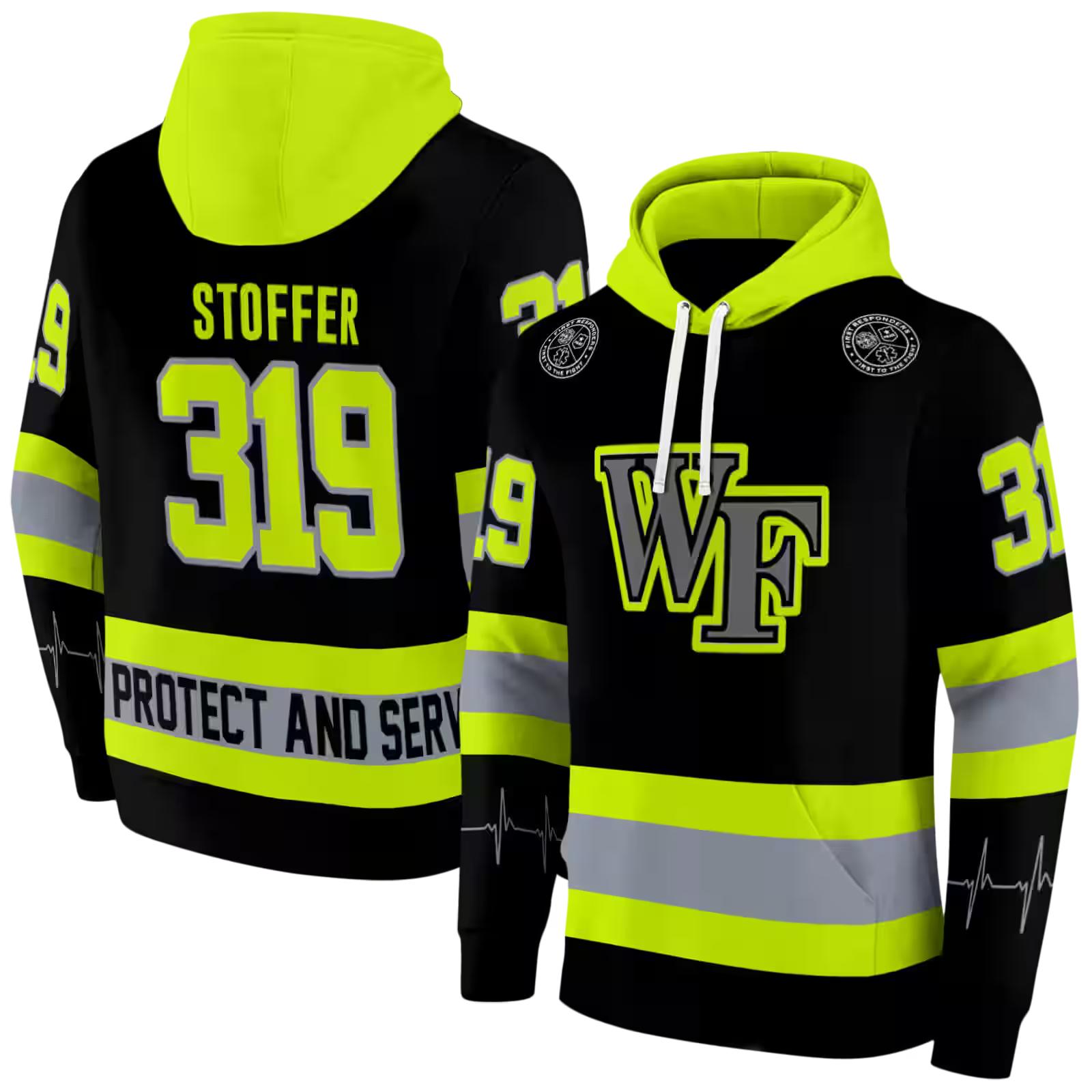 customized wake forest demon deacons safety motif black neon green hoodie fashion forward