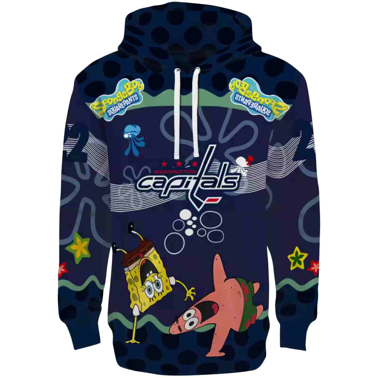 Customized Washington Capitals Spongebob Patrick Star Blue Navy Hoodie