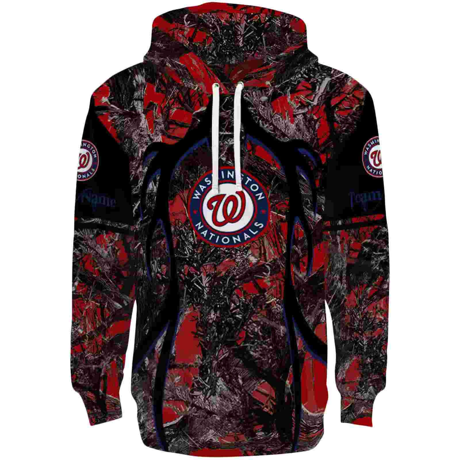 Customized Washington Nationals Hunting Theme Red Black Hoodie