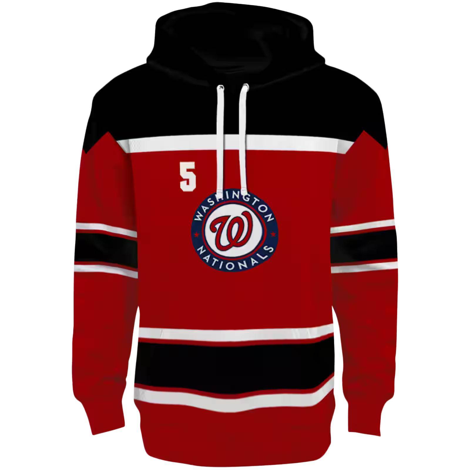 Customized Washington Nationals Striped Pattern Red Hoodie