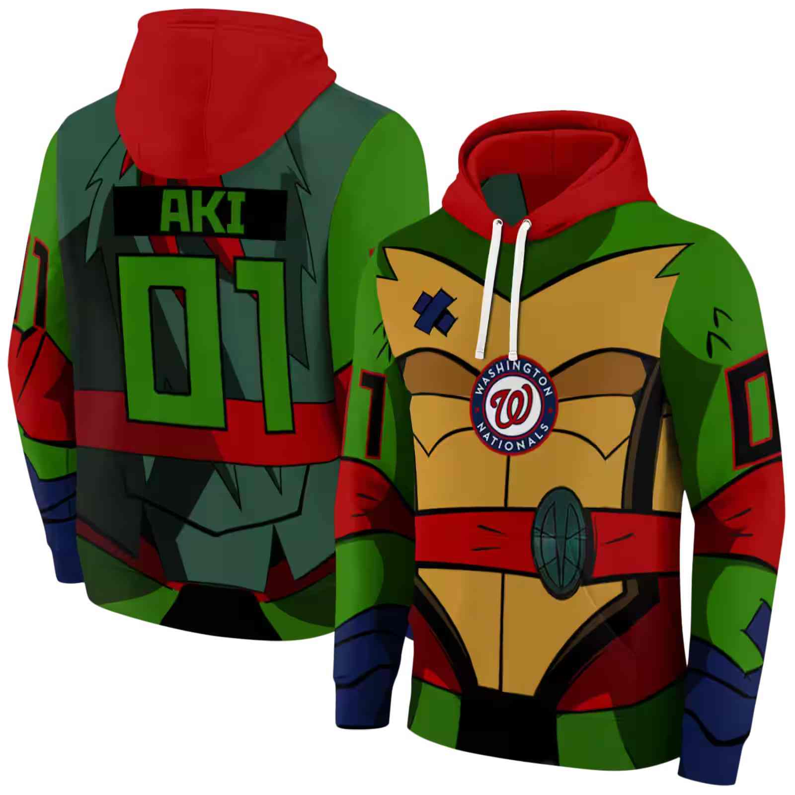 customized washington nationals superhero armor red green hoodie fashion forward