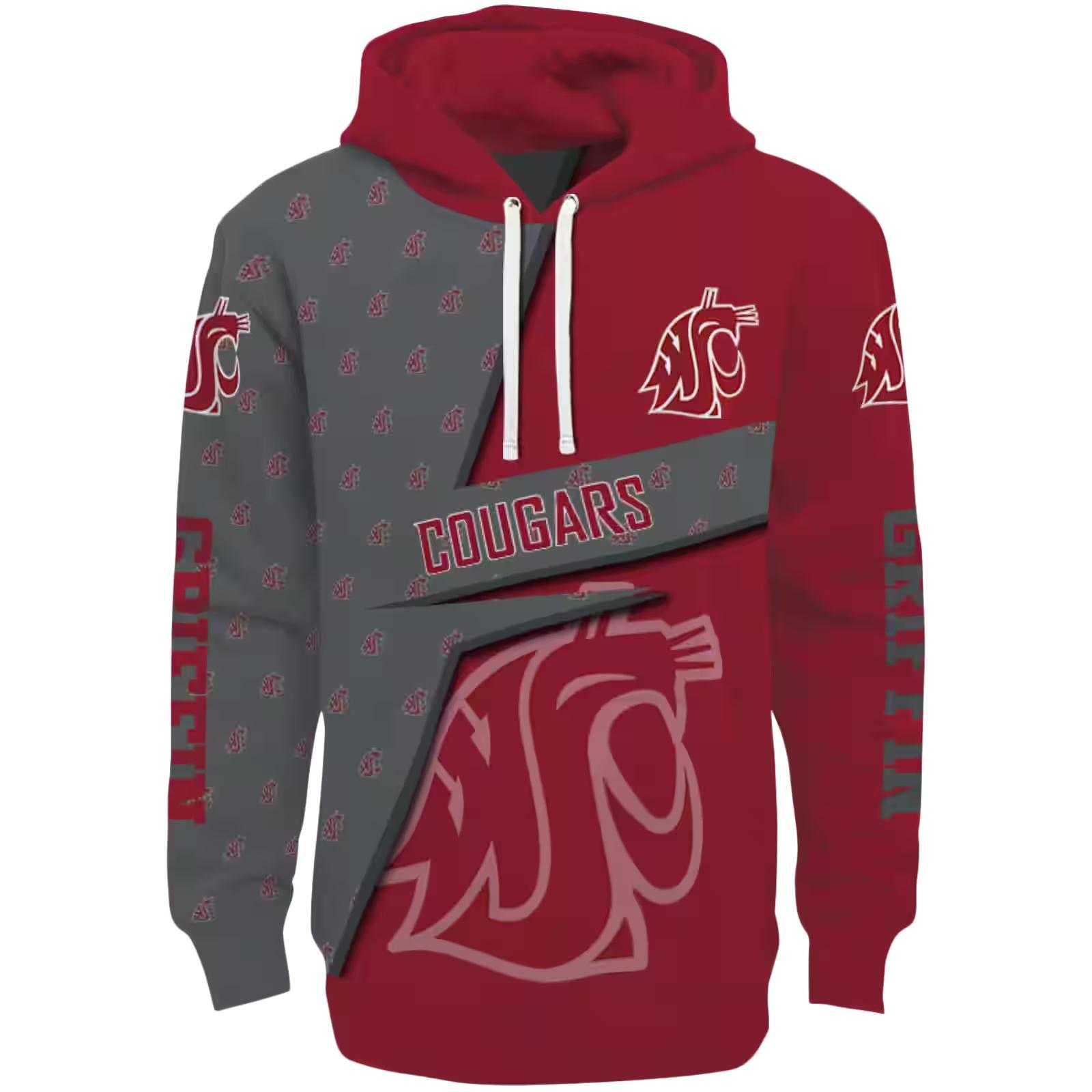 Customized Washington State Cougars Abstract Shape Crimson Hoodie