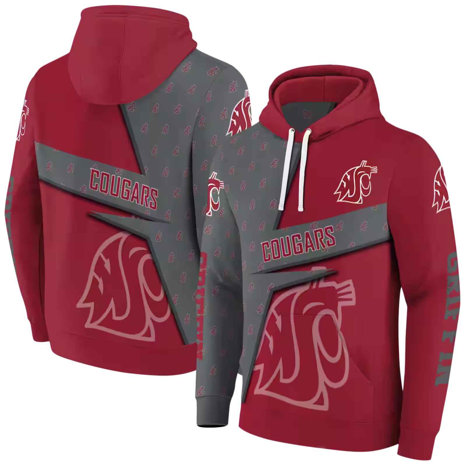 customized washington state cougars abstract shape crimson hoodie fashion forward