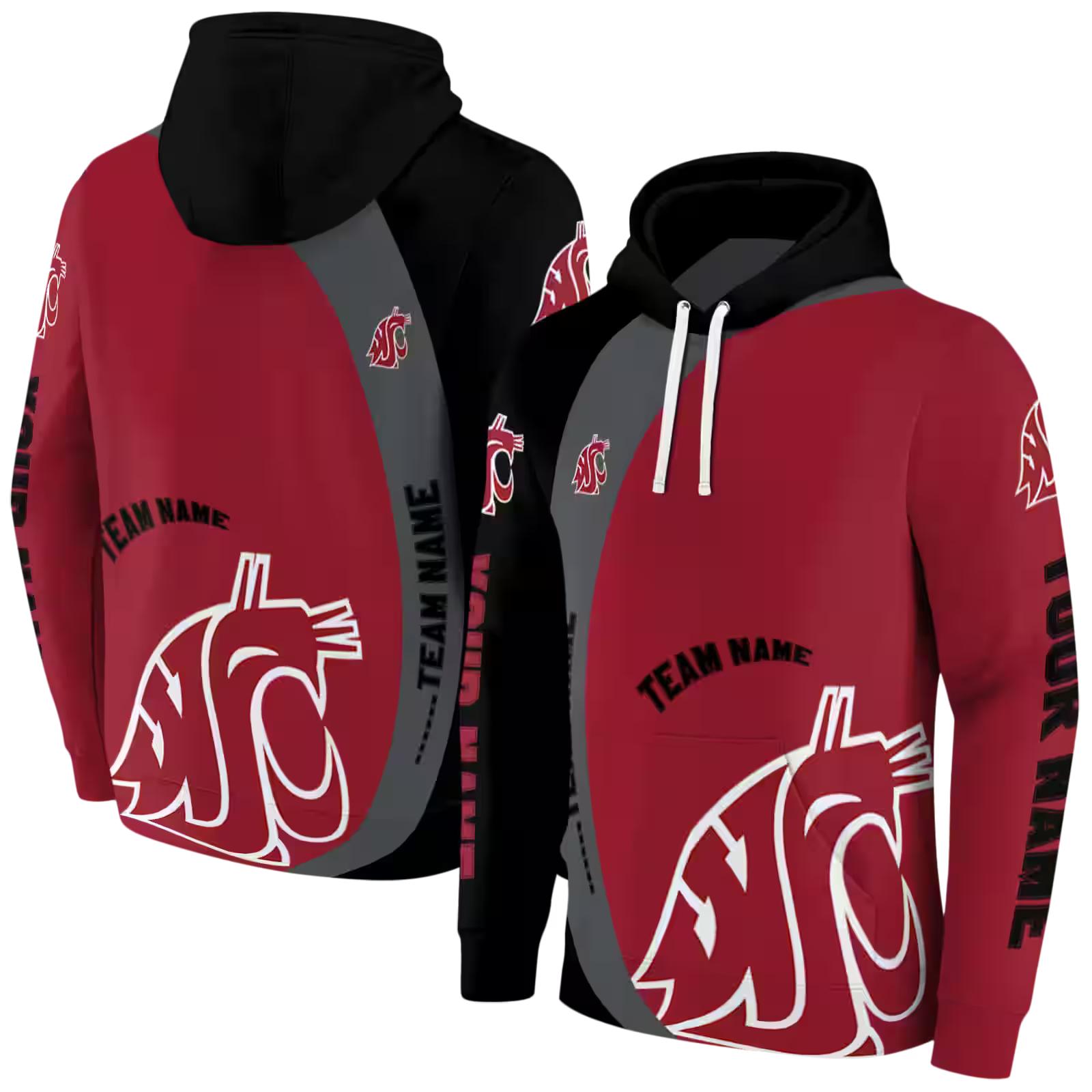 customized washington state cougars minimalist design crimson black hoodie fashion forward