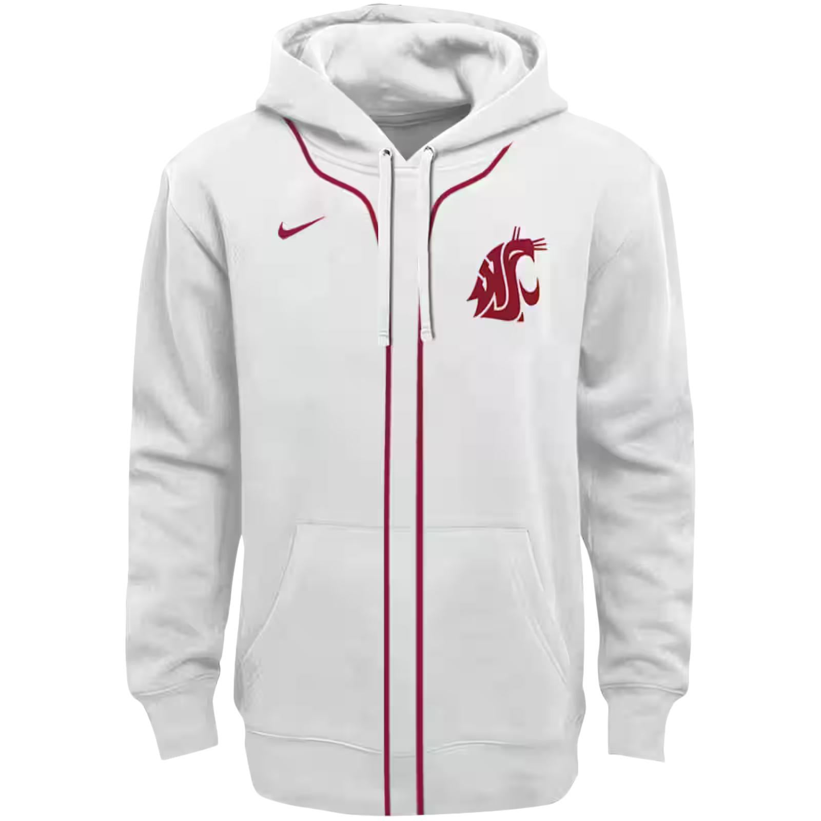 Customized Washington State Cougars Sporty Stripe White Hoodie