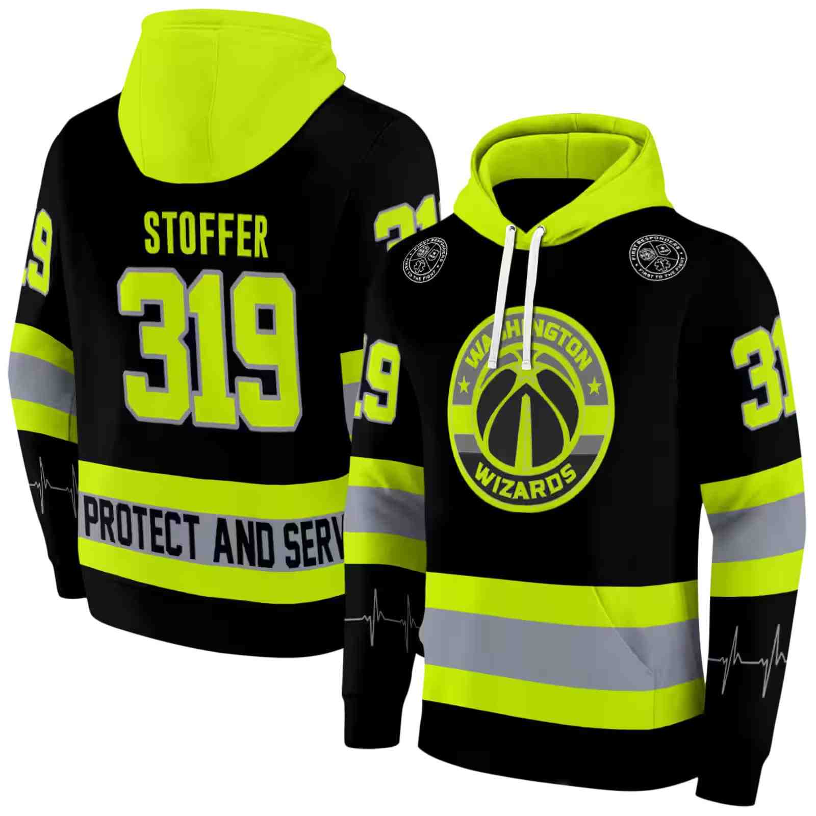 customized washington wizards safety motif black neon green hoodie fashion forward