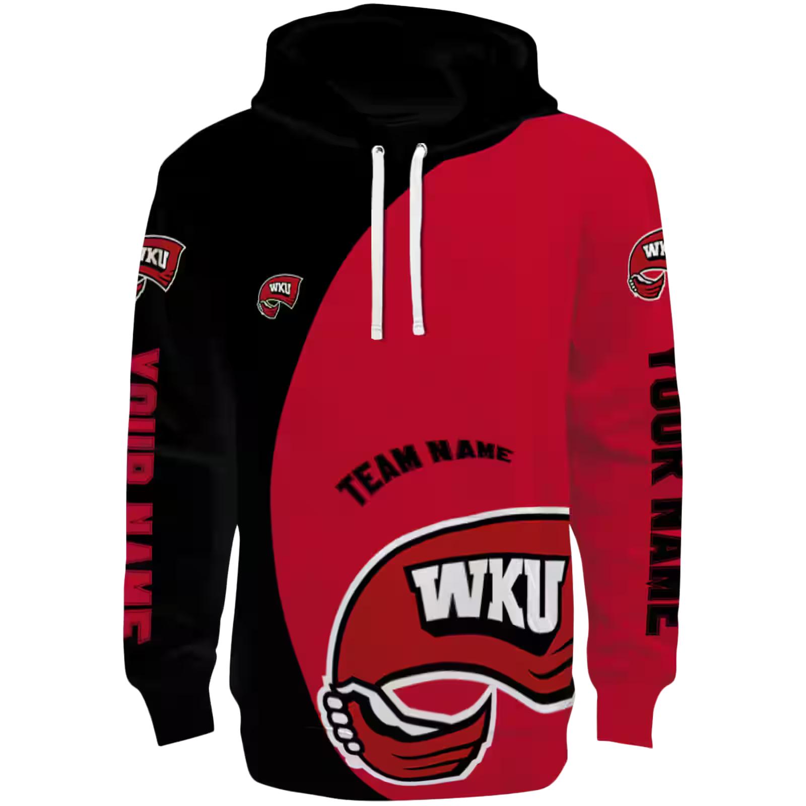 Customized Western Kentucky Hilltoppers Minimalist Design Red Black Hoodie