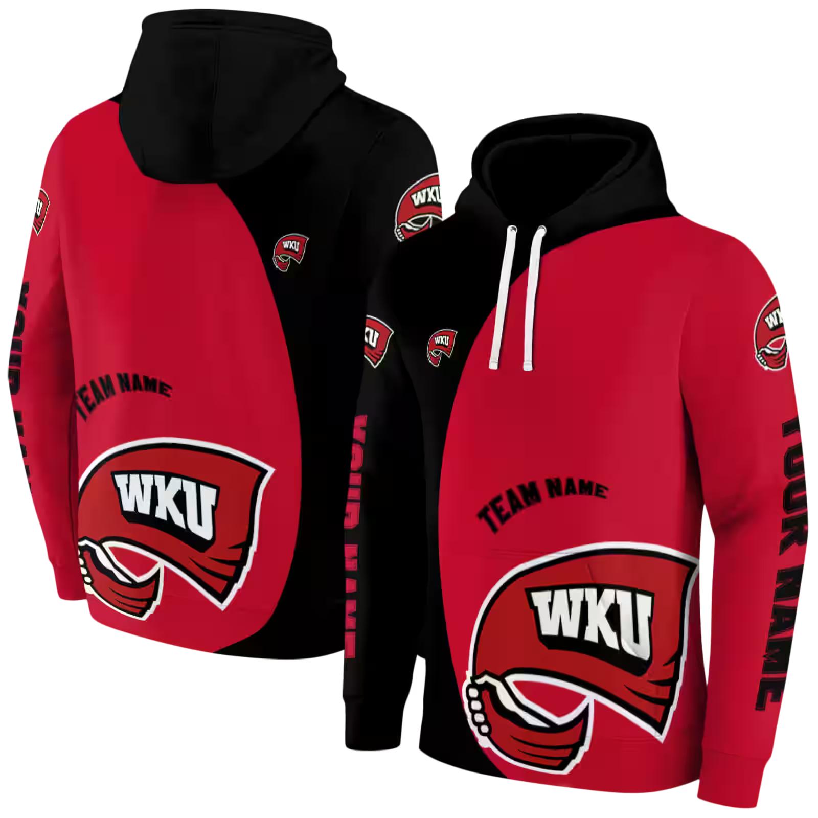 customized western kentucky hilltoppers minimalist design red black hoodie fashion forward