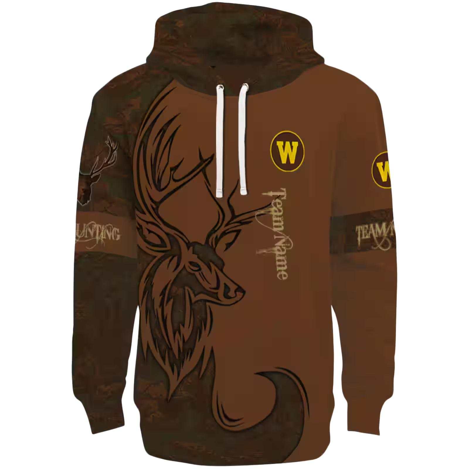 Customized Western Michigan Broncos Deer Silhouette Brown Hoodie