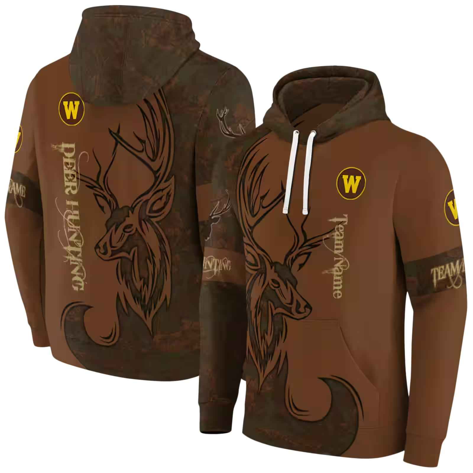 customized western michigan broncos deer silhouette brown hoodie fashion forward