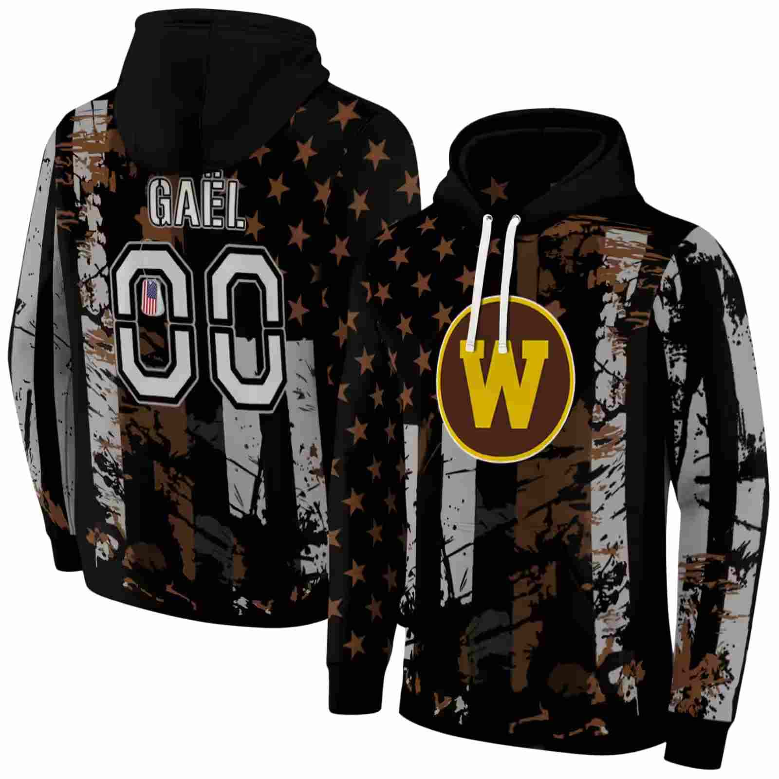 customized western michigan broncos distressed flag brown black hoodie fashion forward