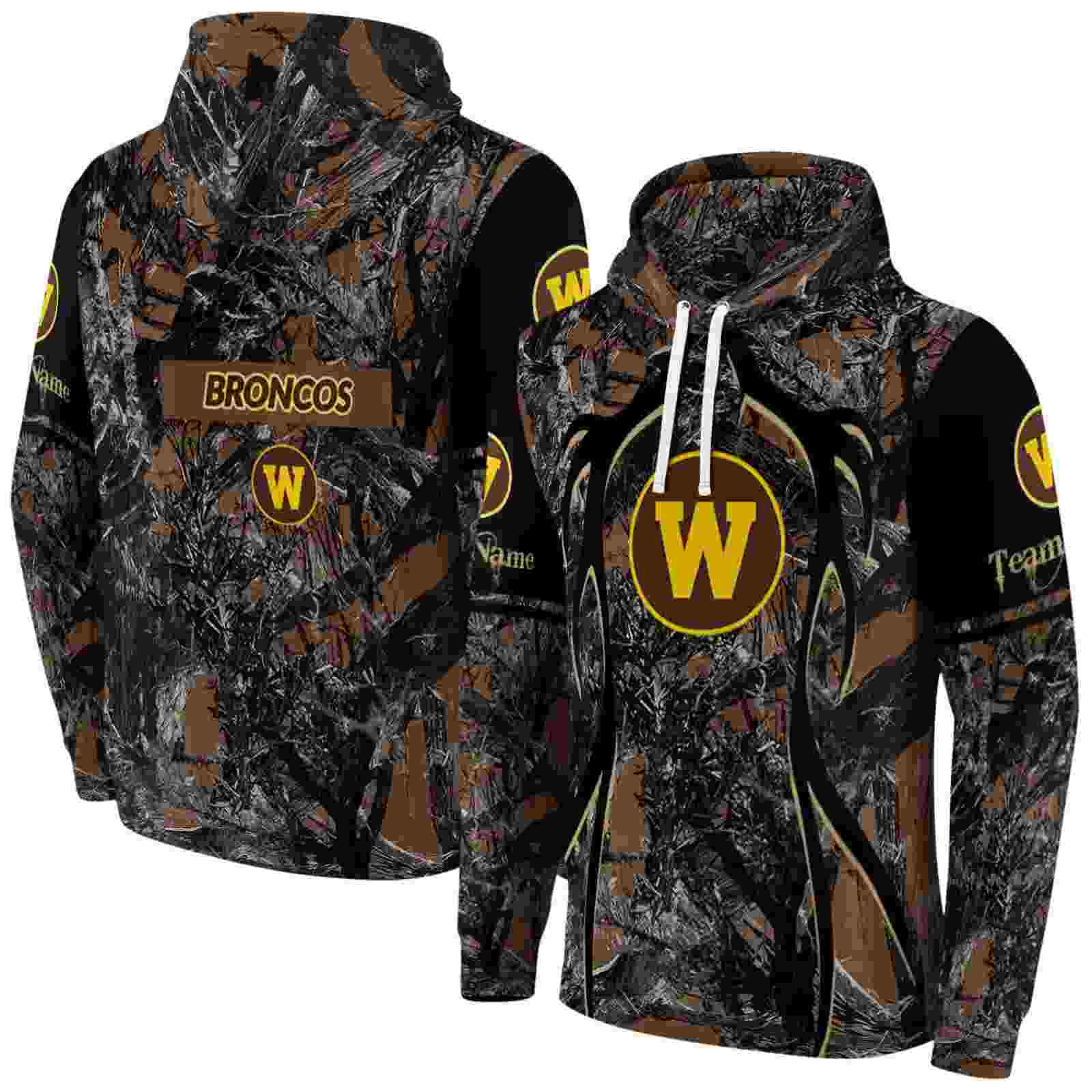 customized western michigan broncos hunting theme brown black hoodie fashion forward