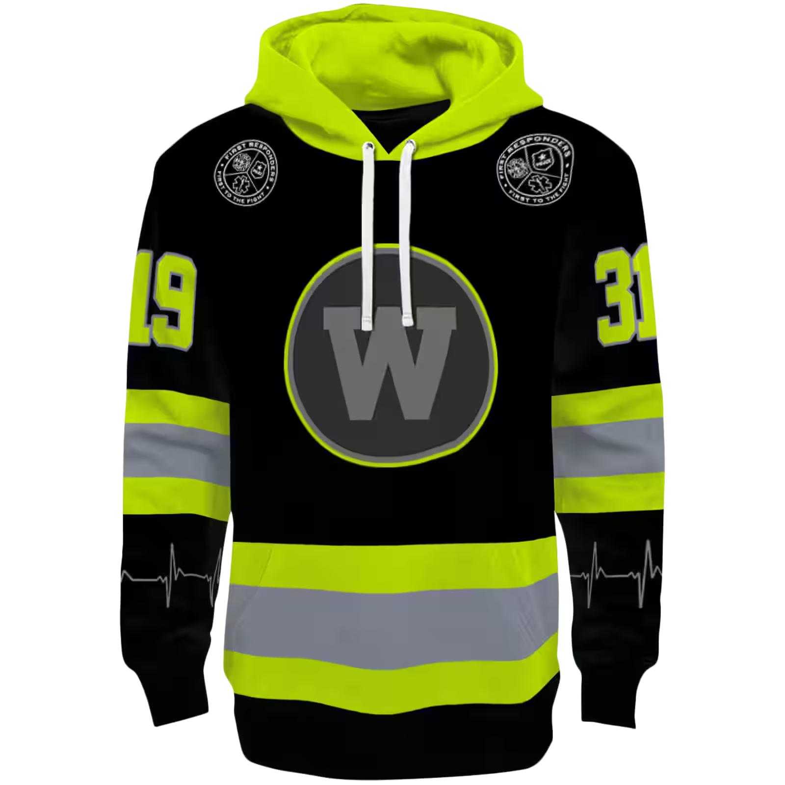 Customized Western Michigan Broncos Safety Motif Black Neon Green Hoodie