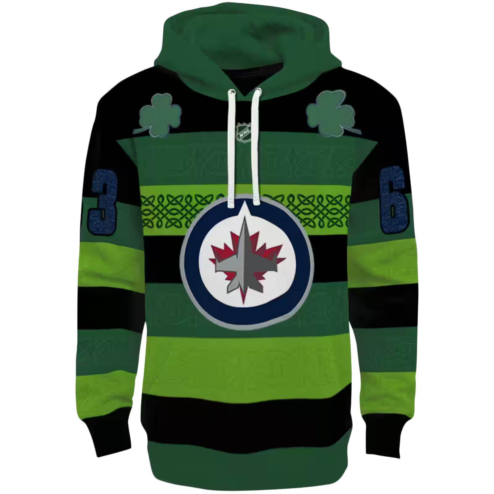 Customized Winnipeg Jets Celtic Patterns Green Hoodie