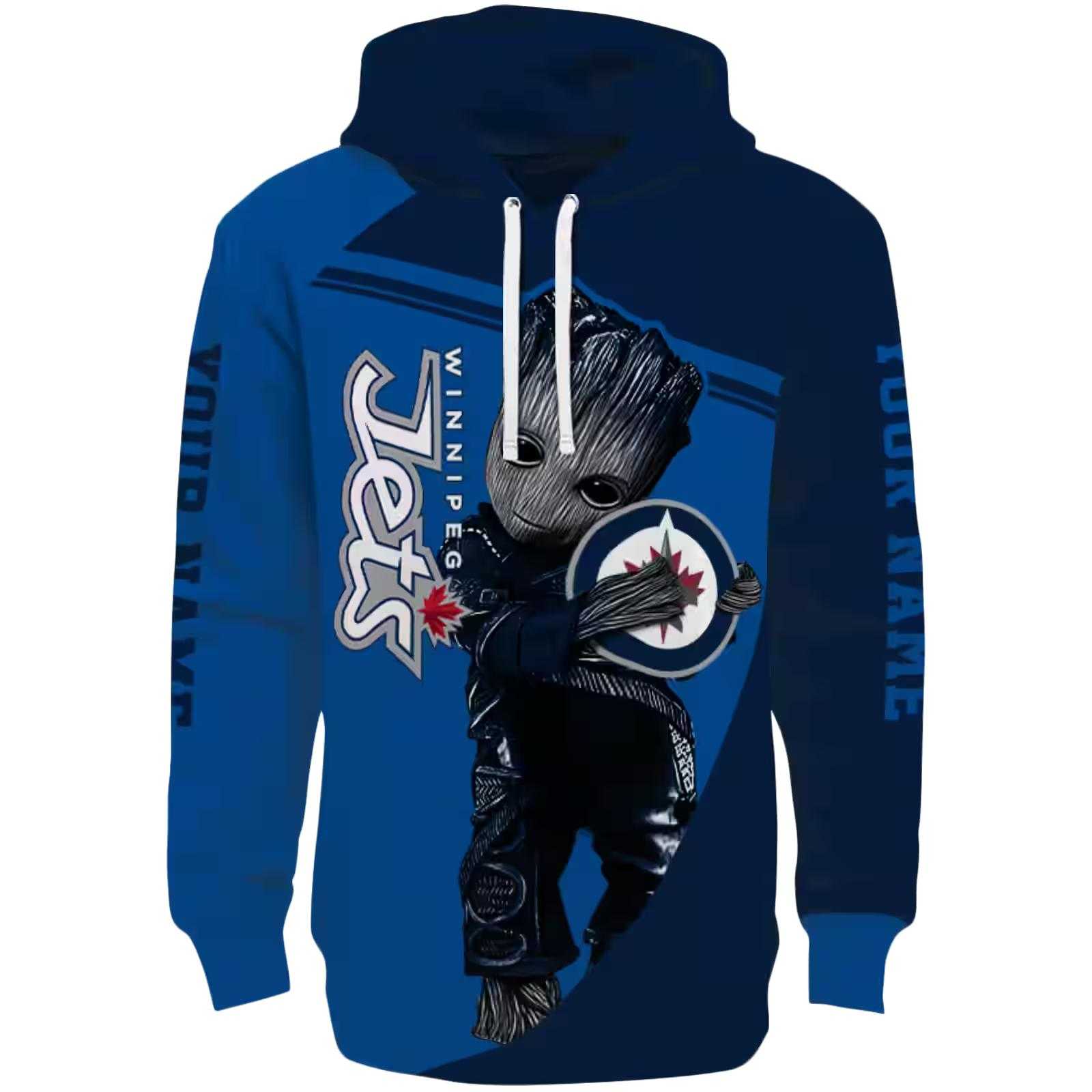 Customized Winnipeg Jets Groot Blue Hoodie