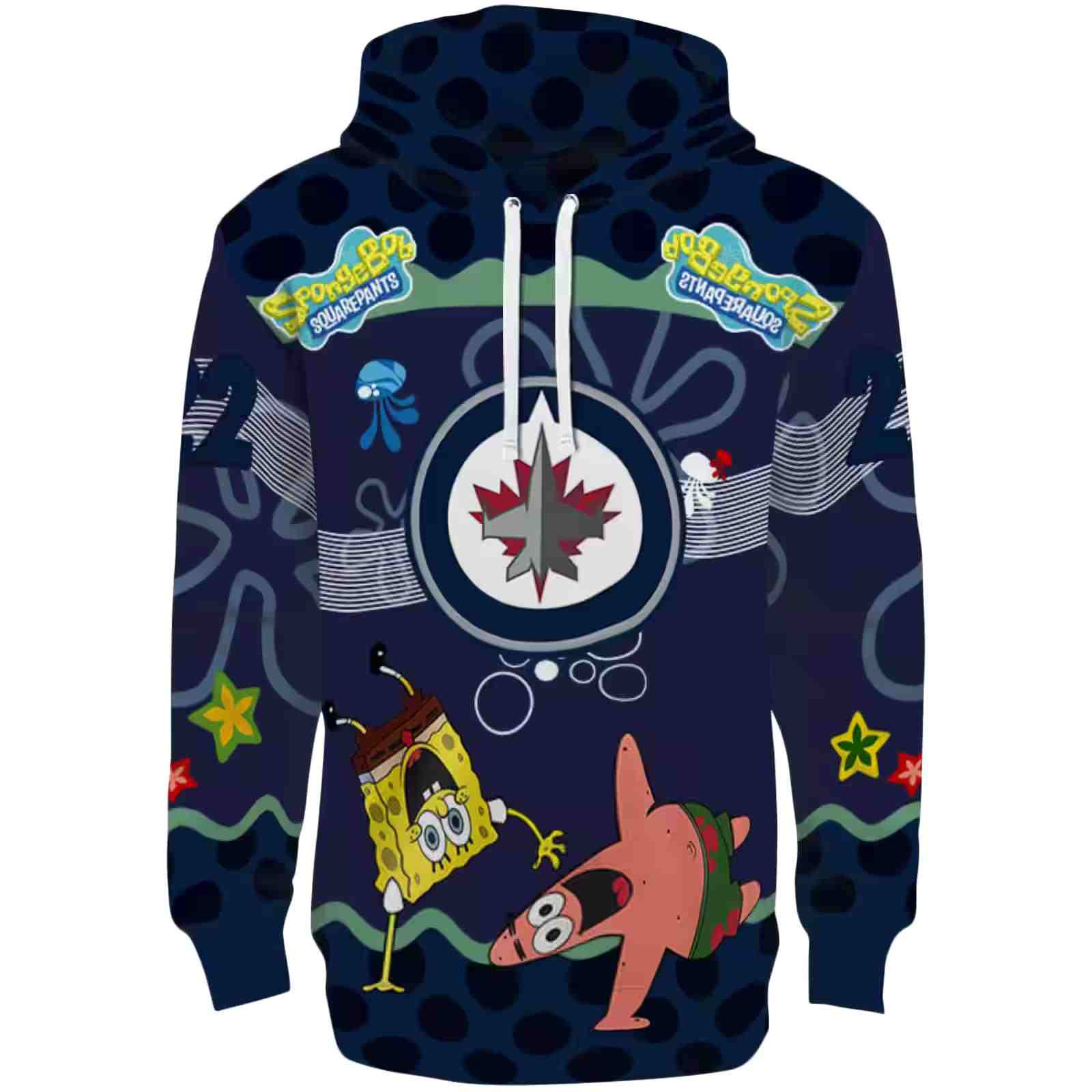 Customized Winnipeg Jets Spongebob Patrick Star Blue Navy Hoodie