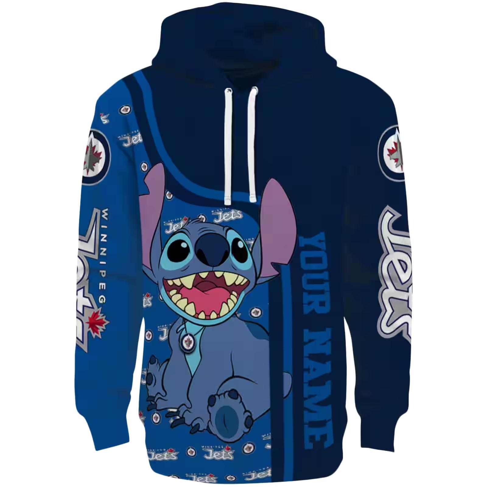 Customized Winnipeg Jets Stitch Blue Hoodie