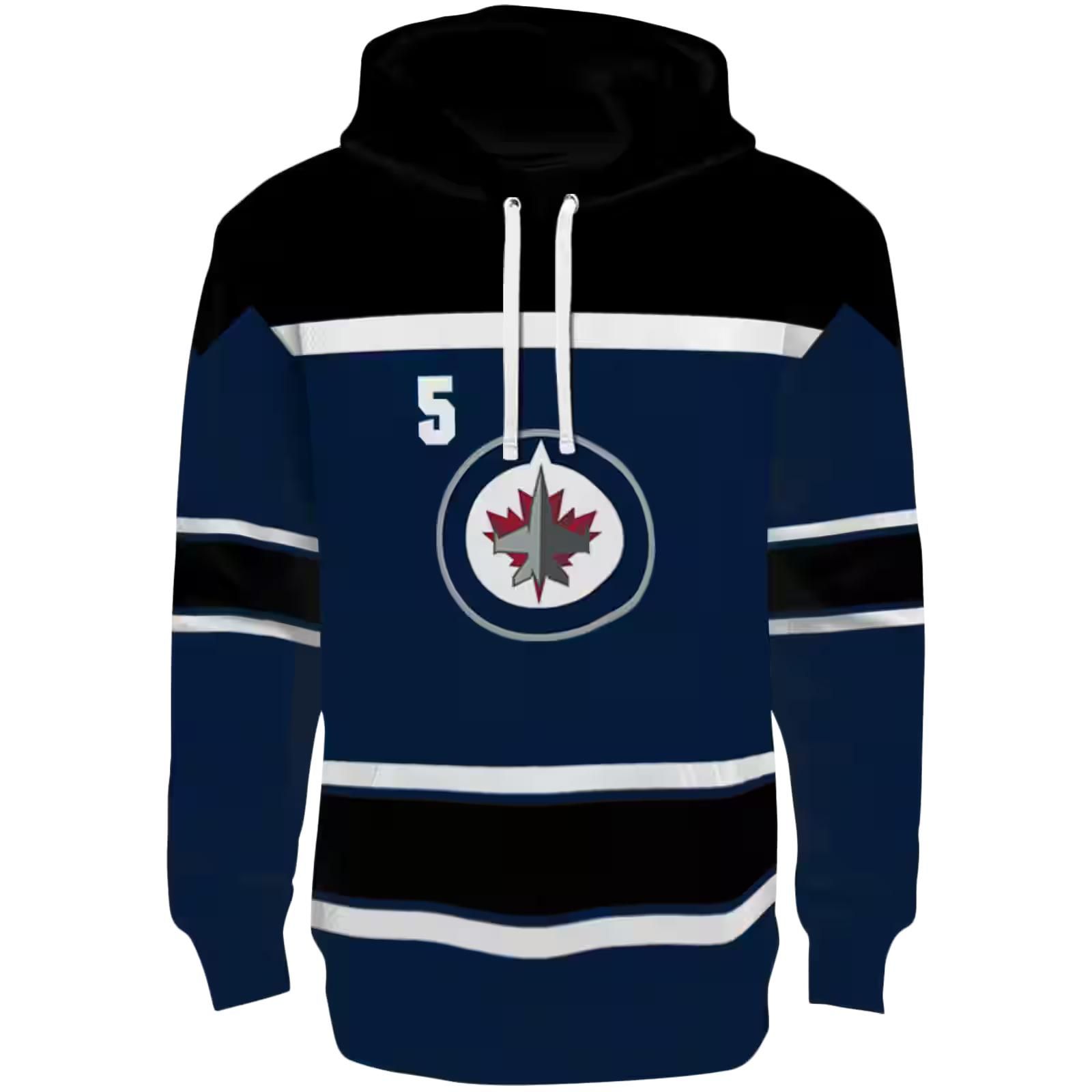 Customized Winnipeg Jets Striped Pattern Blue Hoodie