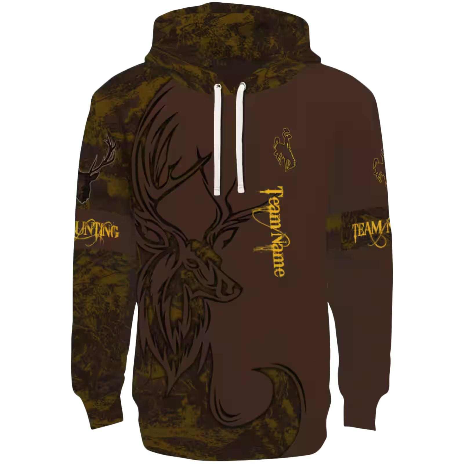 Customized Wyoming Cowboys Deer Silhouette Brown Hoodie