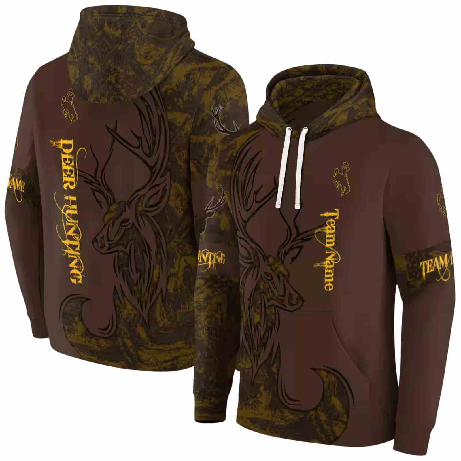 customized wyoming cowboys deer silhouette brown hoodie fashion forward