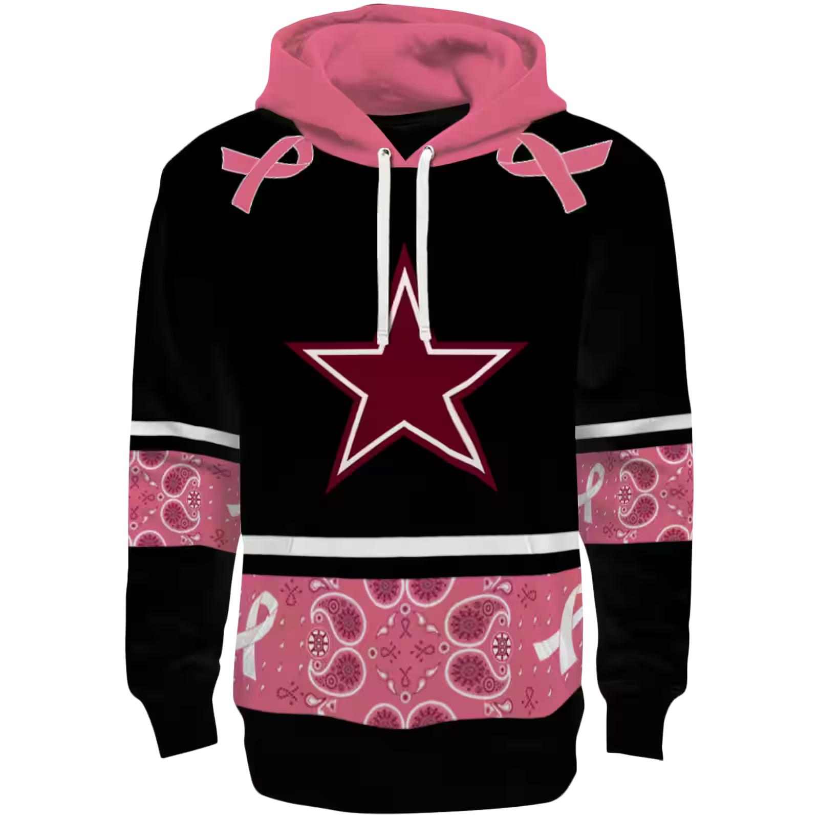 Dallas Cowboys Awareness Ribbon Black Pink Hoodie