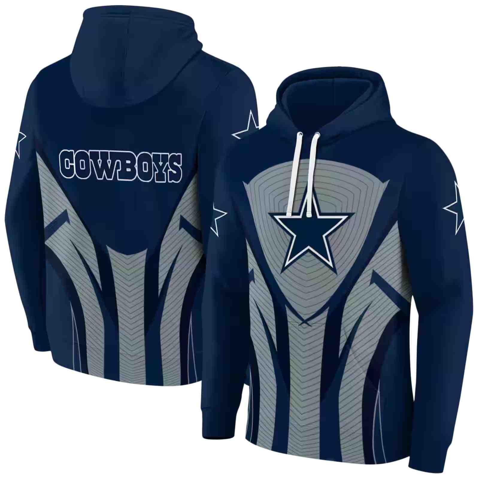 dallas cowboys concentric lines blue black hoodie fashion forward