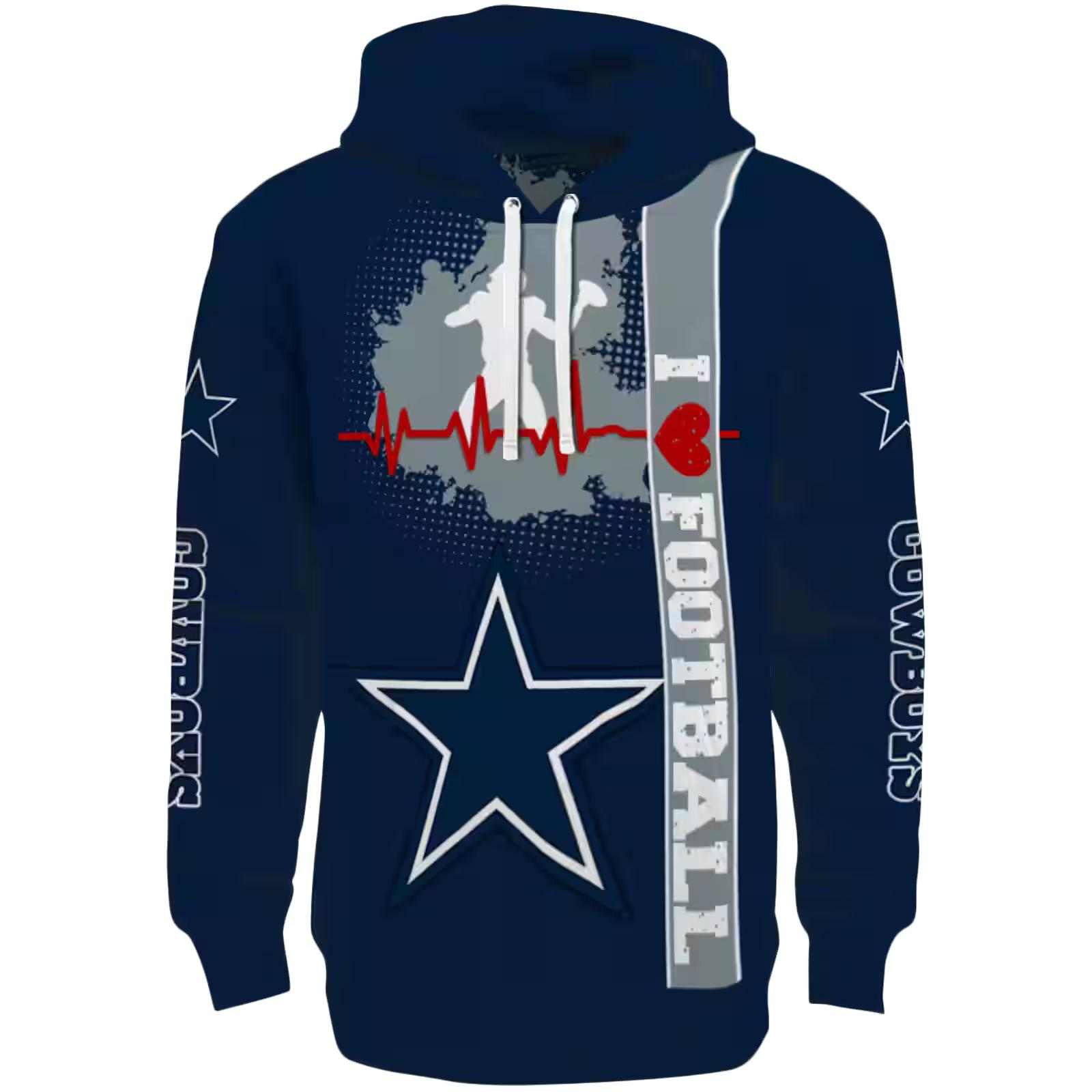 Dallas Cowboys Football Heartbeat Blue Hoodie