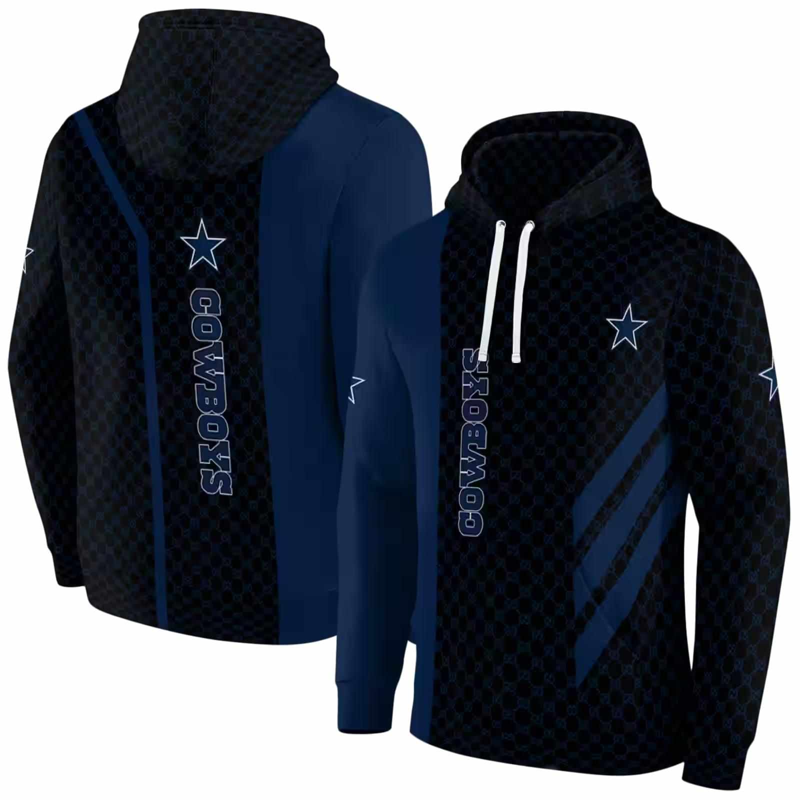 dallas cowboys monogram pattern blue hoodie fashion forward