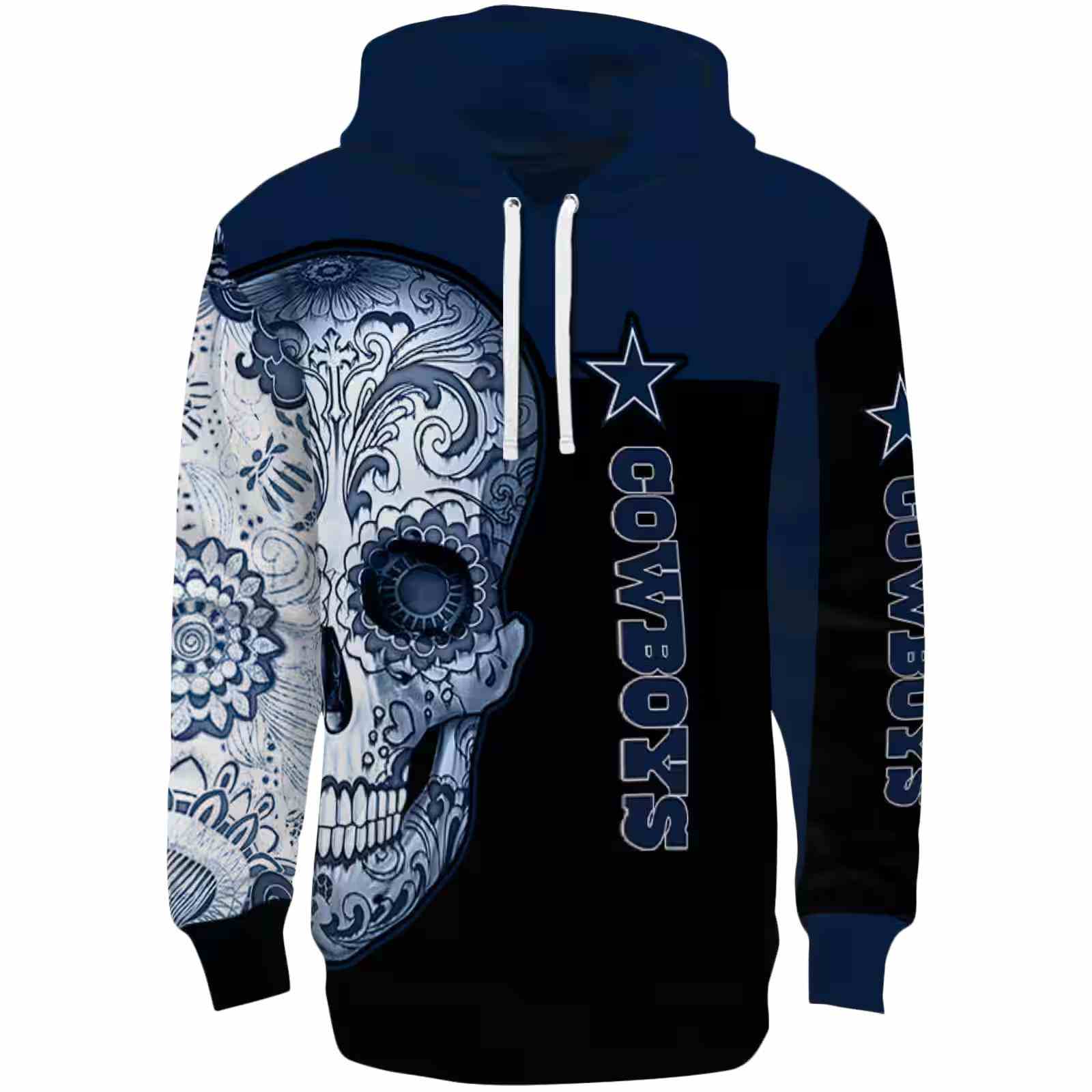 Dallas Cowboys Sugar Skull Blue Black Hoodie