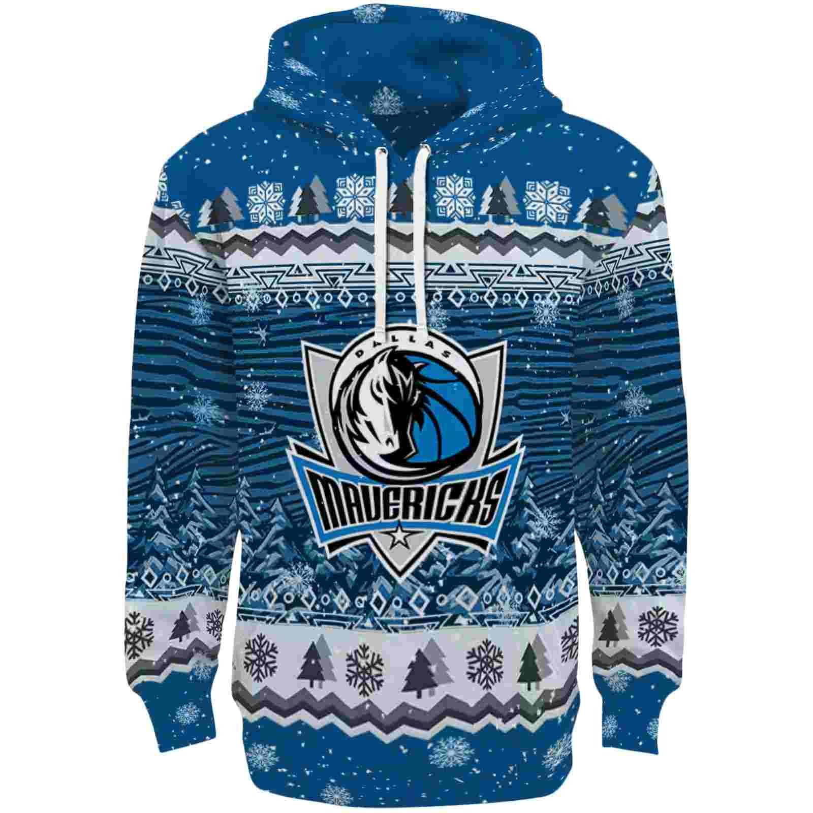 Dallas Mavericks Christmas Trees Blue Hoodie