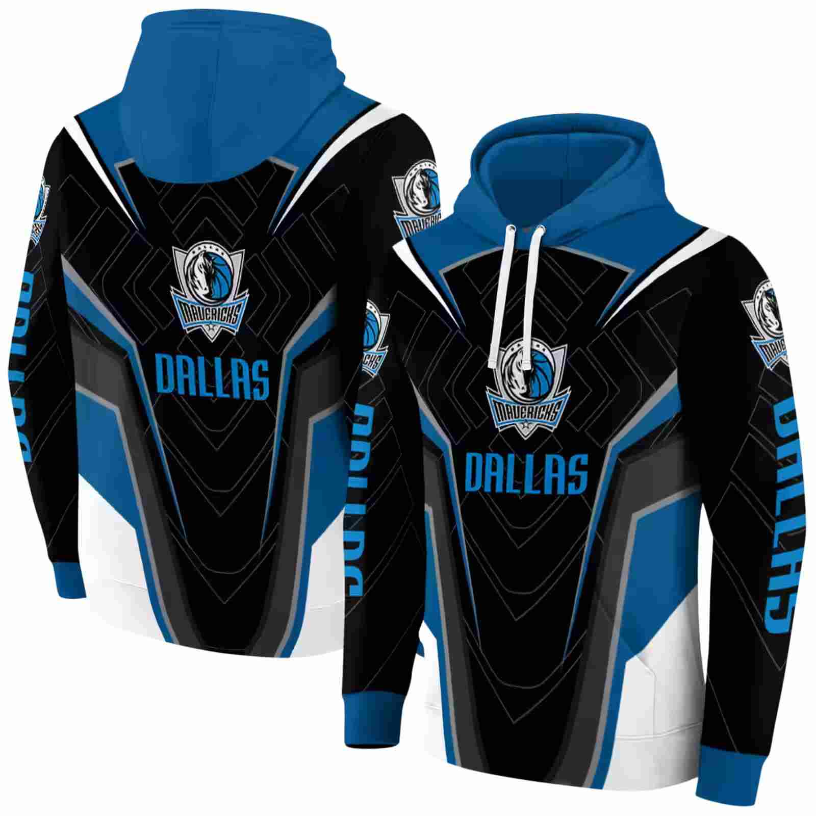 dallas mavericks futuristic pattern blue black hoodie fashion forward