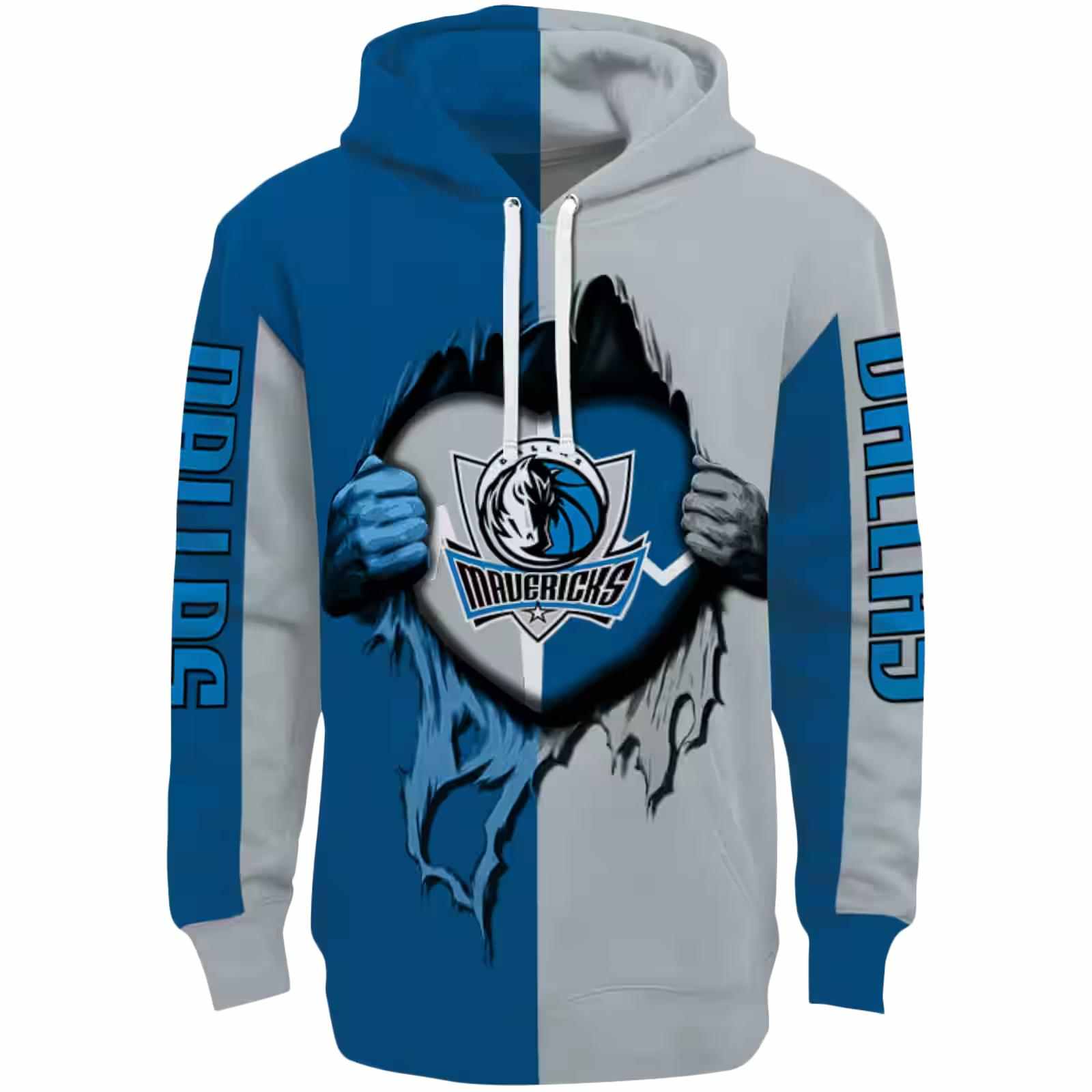 Dallas Mavericks Heartbeat Graphic Blue Hoodie