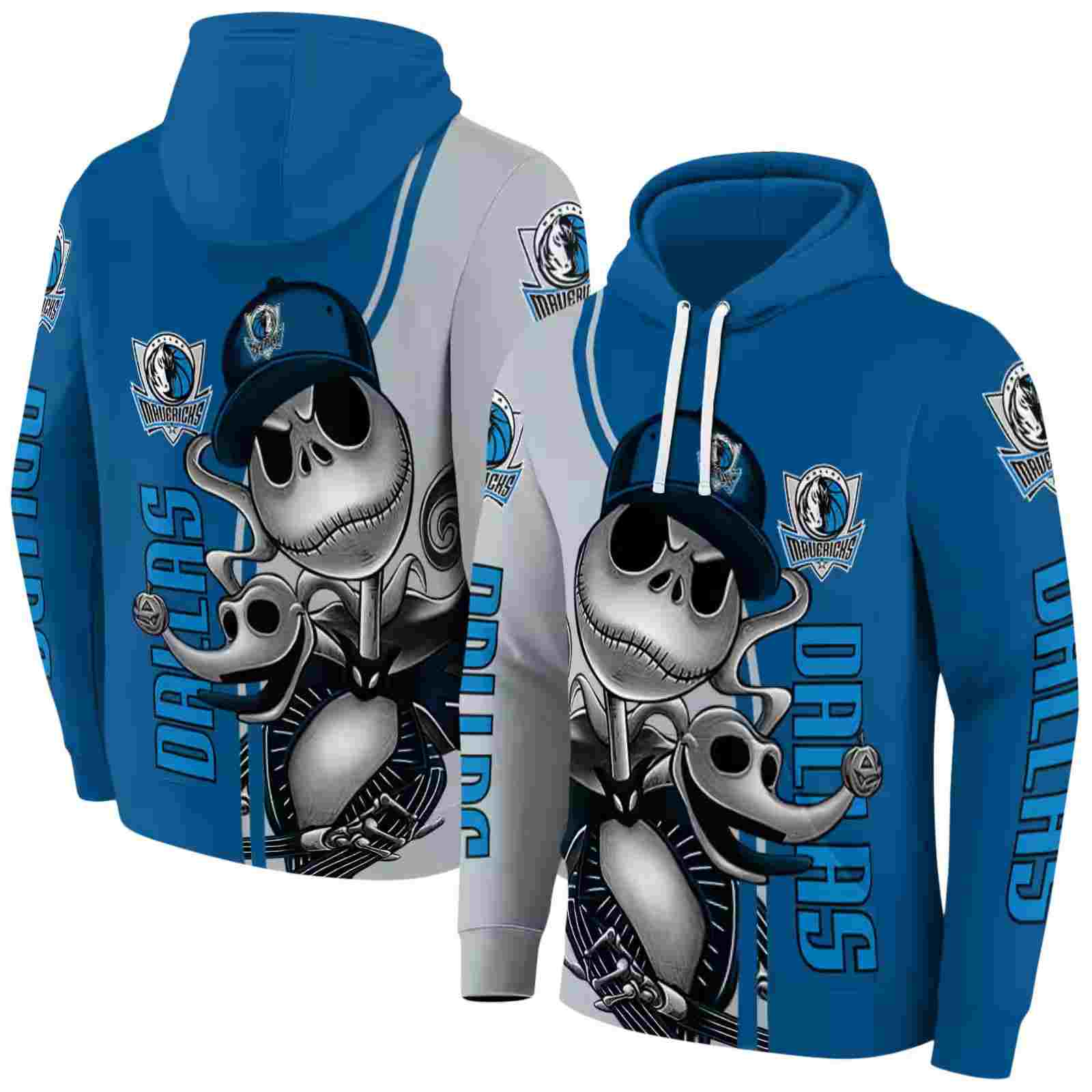 dallas mavericks jack skellington blue hoodie fashion forward